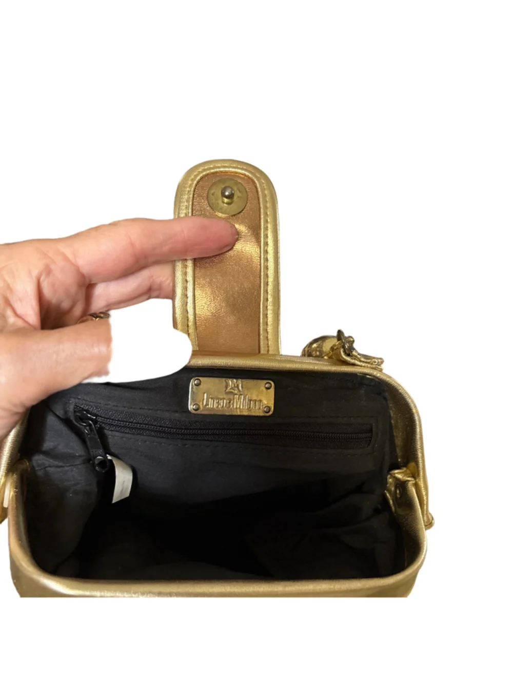 Women's Linea & Milano Gold and Bronze Satchel Handbag, One Size
